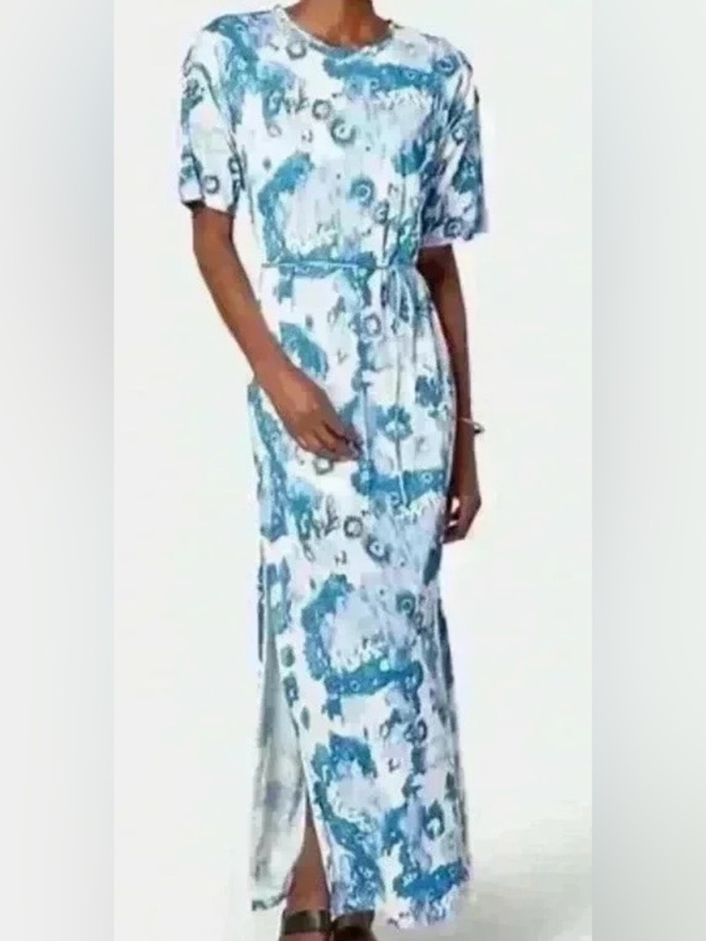 Joie Blue and White short Sleeve Resort Maxi Dress